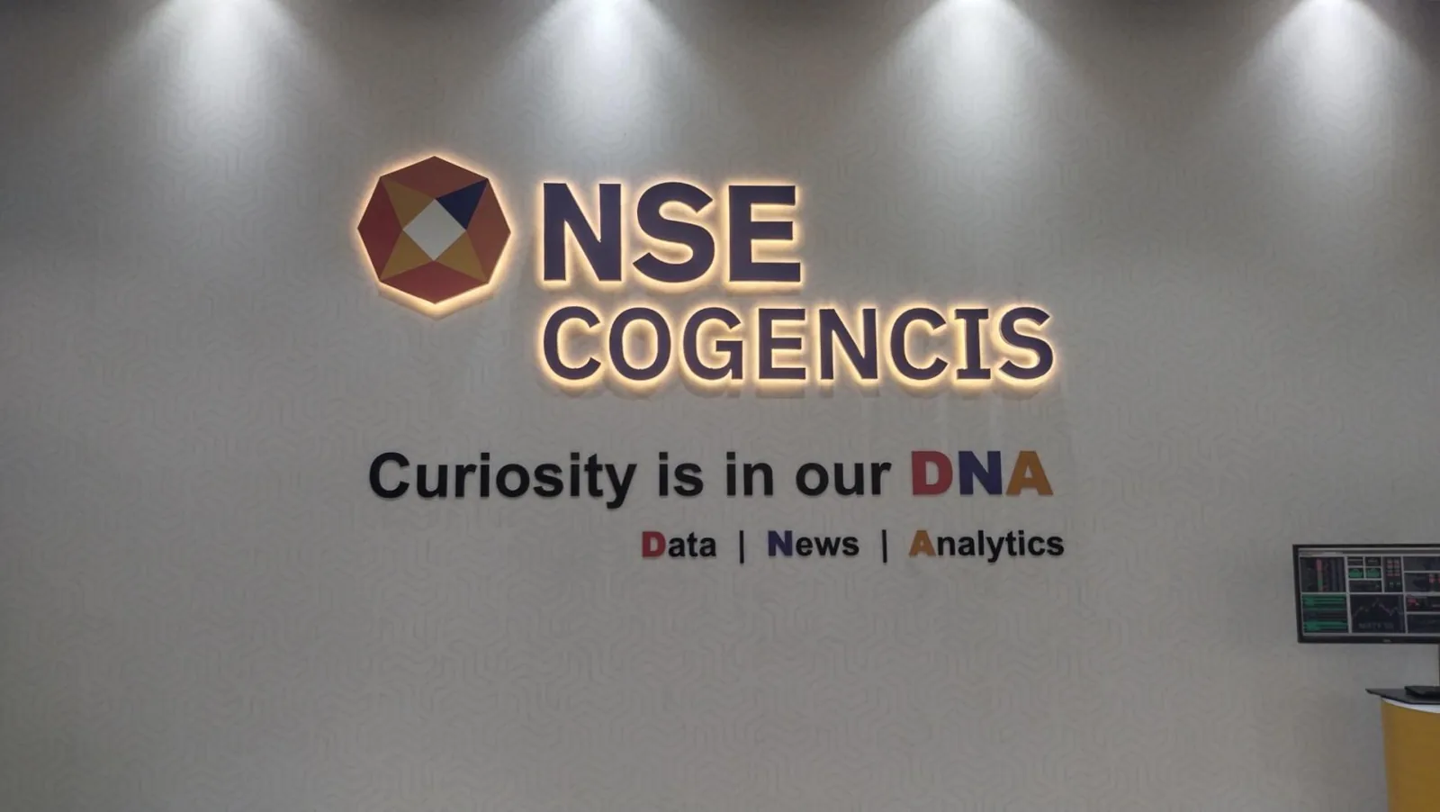 NSE Cogencis illuminated interior sign